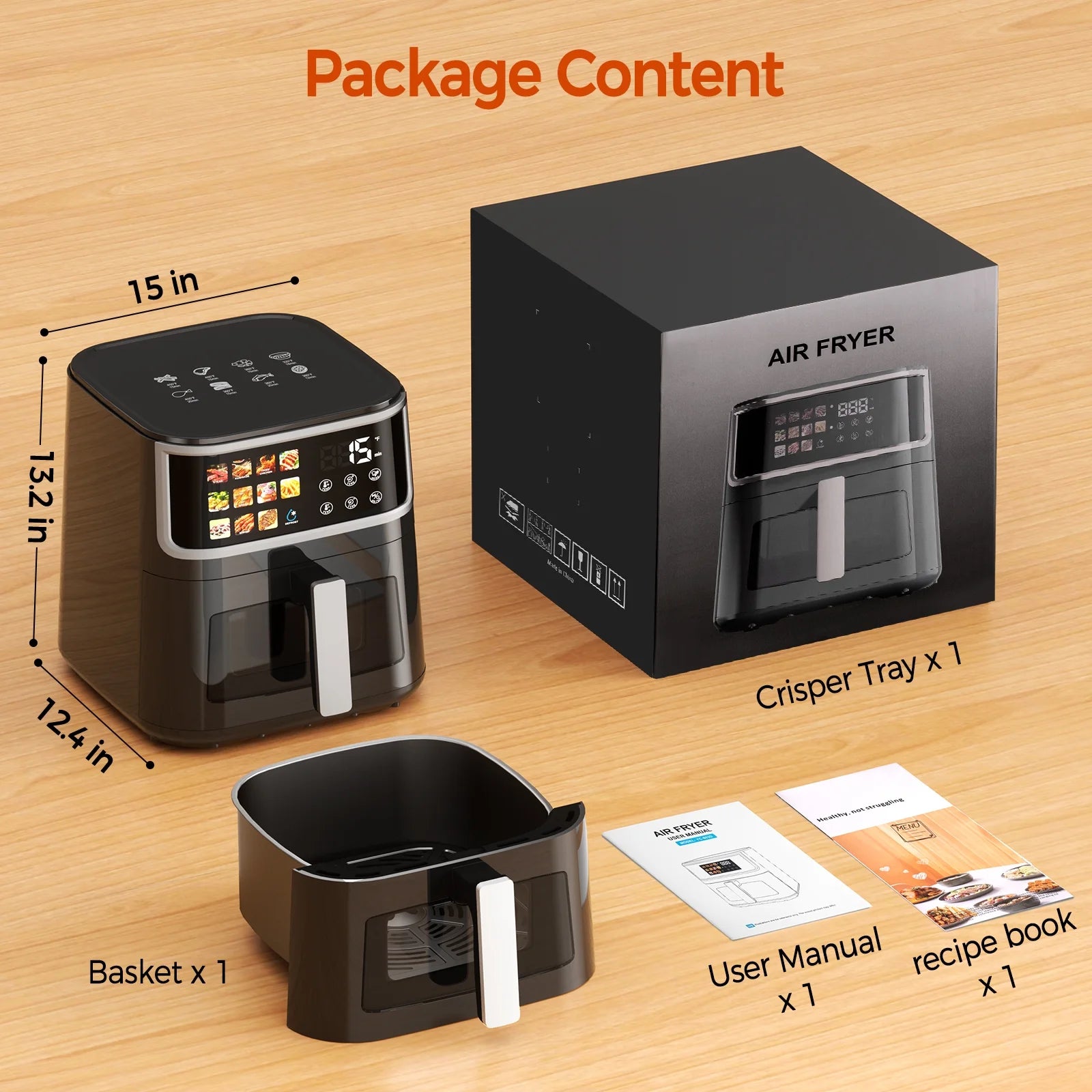 9QT Smart Air Fryer with LED Display & Easy-View Window