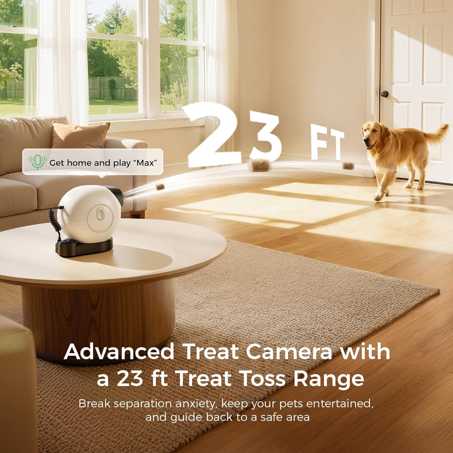 Robot M3 3K Pet Camera Treat Dispenser, Indoor Security Camera with 360° View, 32ft Treat Tossing, Barking Alerts