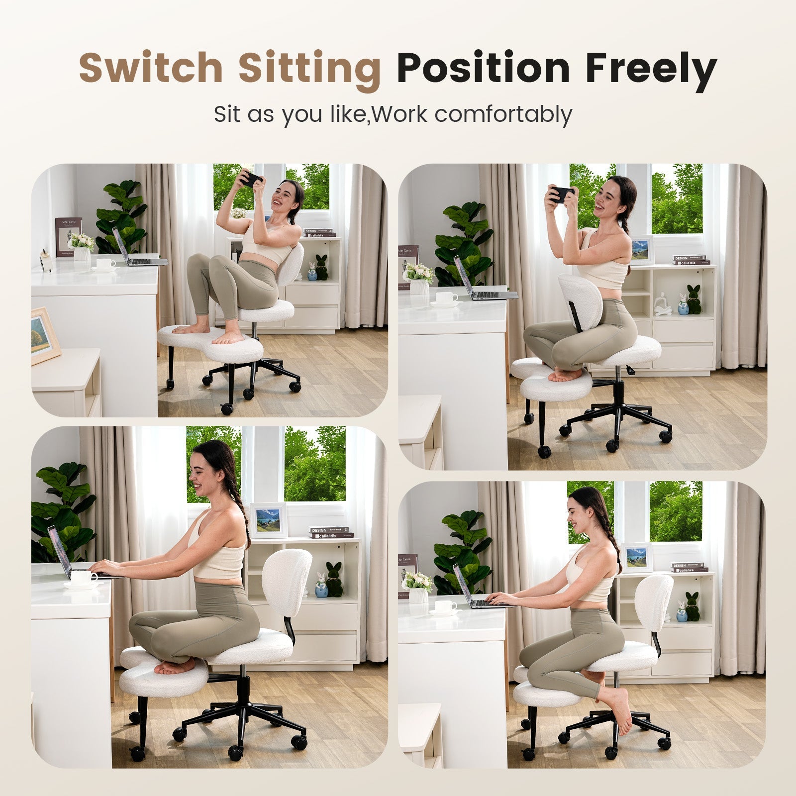 Ergonomic Cross-Legged Meditation Chair –Teddy fabric