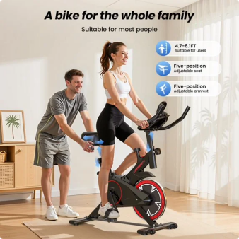 Patbrela Exercise Bike Home Workout Equipment Stationary Bike, 100% Adjustable Resistance, Indoor Cycling Bike for Women Home Gym, Black