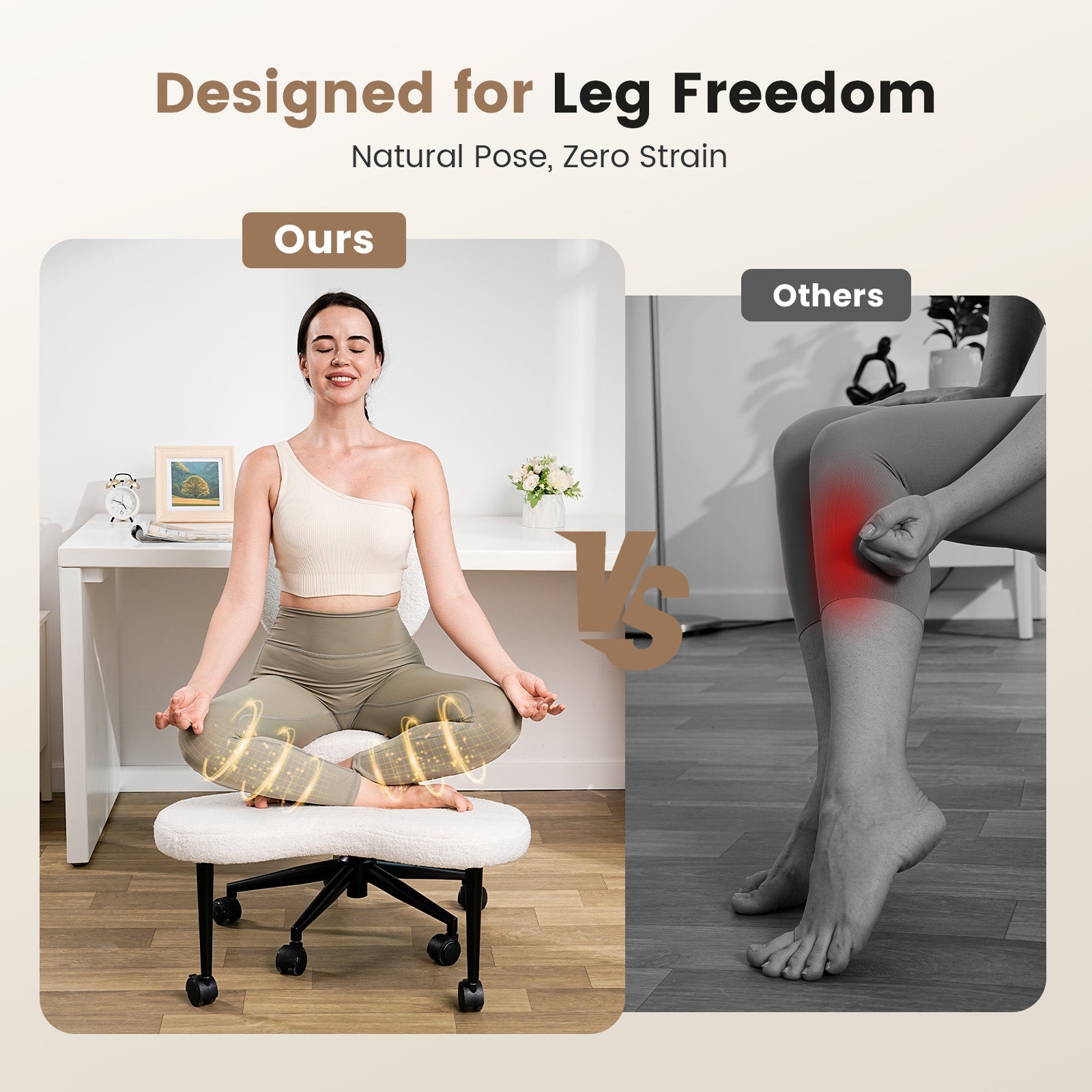Ergonomic Cross-Legged Meditation Chair –Teddy fabric