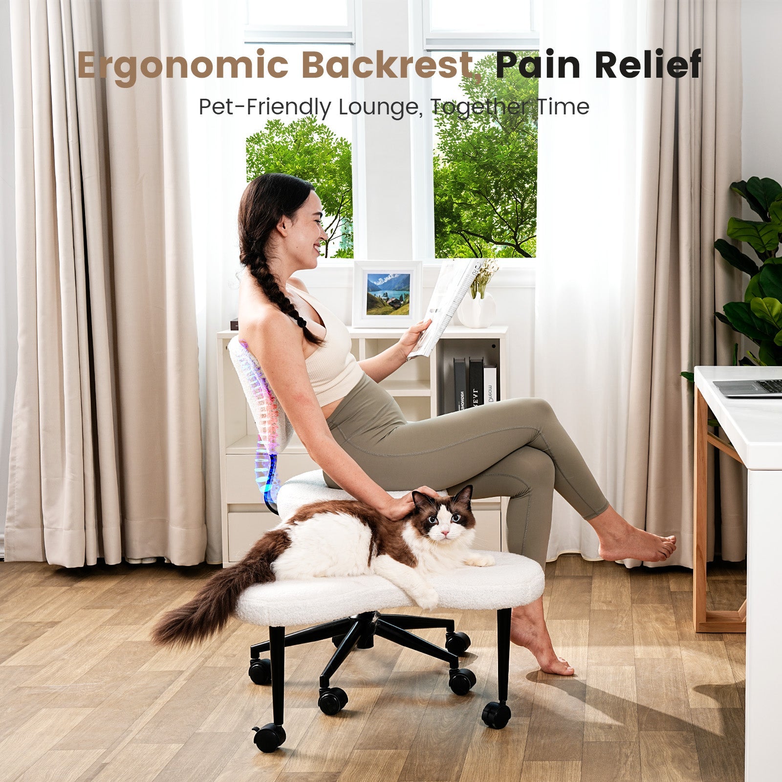 Ergonomic Cross-Legged Meditation Chair –Teddy fabric