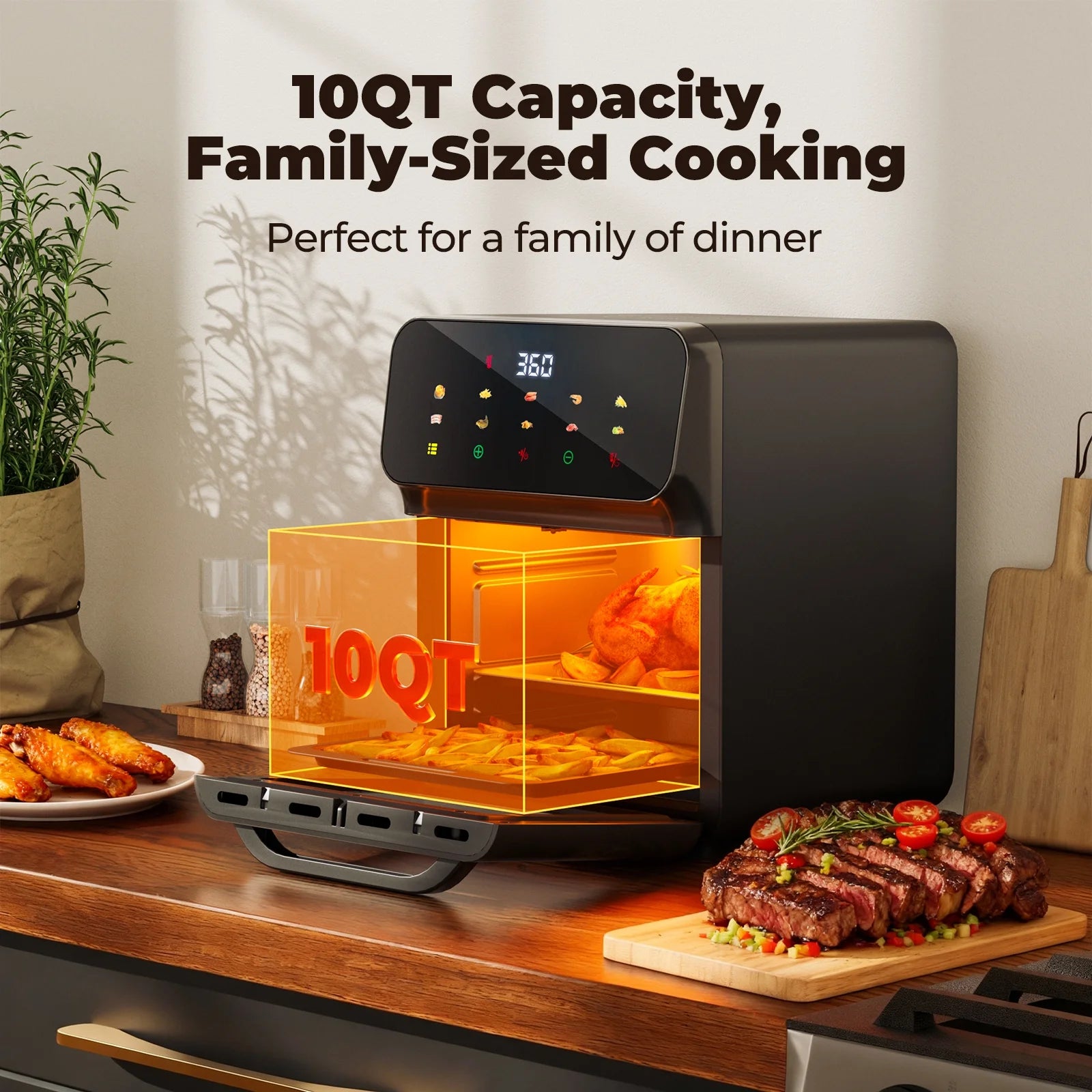 10QT Air Fryer Convection Oven with 10 Preset Cooking Modes