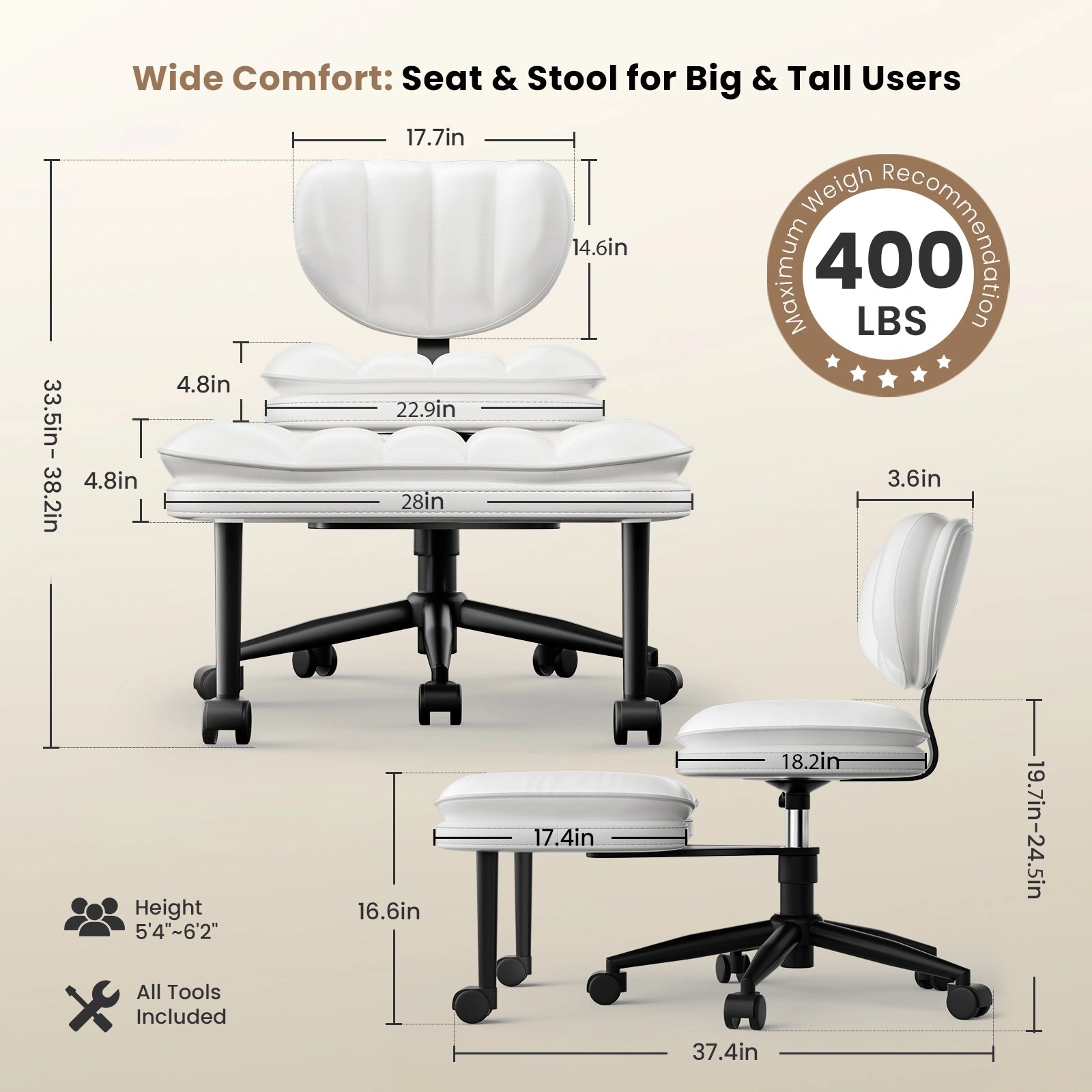LPTYZ03 Criss Cross Office Chair, Extra-Wide Multi-Position Cloud Desk Chair