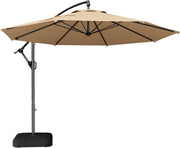 10 Feet Offset Cantilever Patio Umbrella with Base UPF50+ UV , Tilt & Crank System