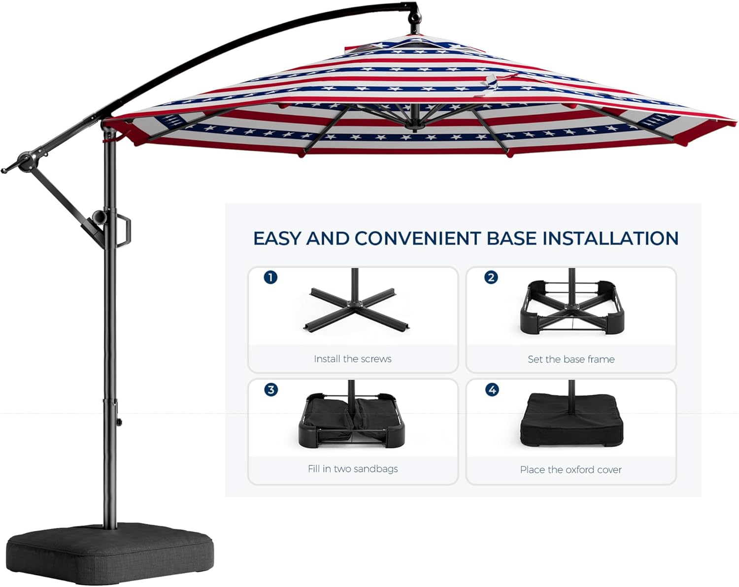 10 Feet Offset Cantilever Patio Umbrella with Base UPF50+ UV , Tilt & Crank System