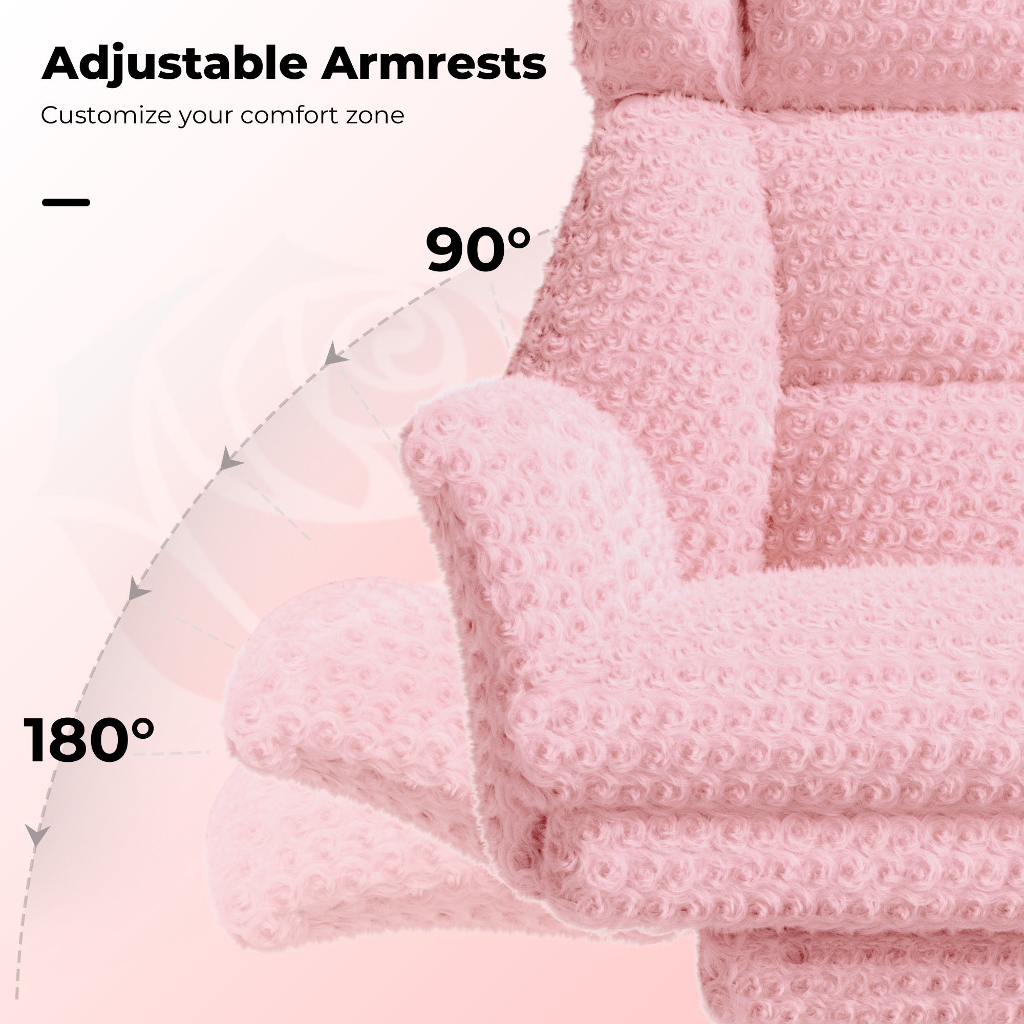 Rose Velvet Office & Vanity Chair with Footrest & Foldable Armrests 400LBS , 135° Reclining Executive Chair,Pink
