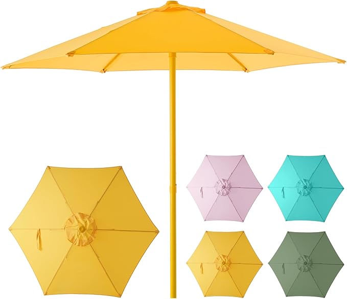 Market Table Umbrella with Crank & Push Button Tilt UPF50+ UV Protection, No Base
