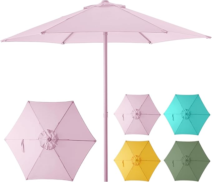 Market Table Umbrella with Crank & Push Button Tilt UPF50+ UV Protection, No Base