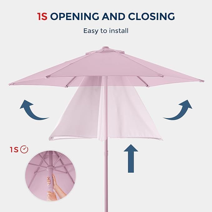 Market Table Umbrella with Crank & Push Button Tilt UPF50+ UV Protection, No Base