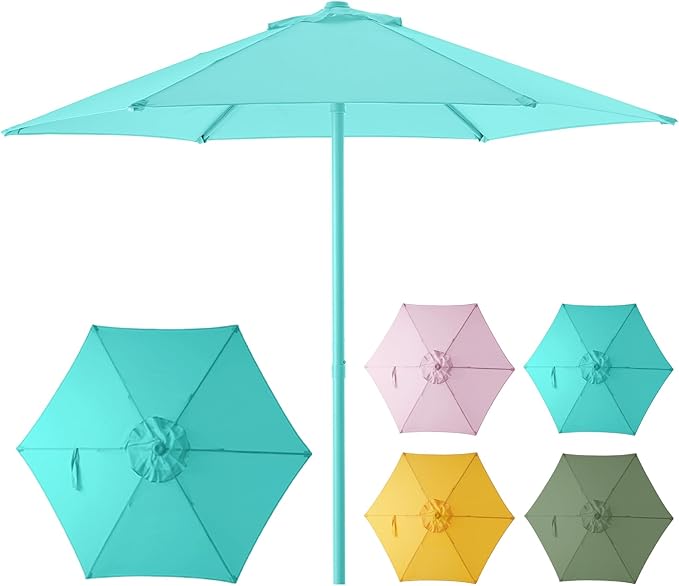 Market Table Umbrella with Crank & Push Button Tilt UPF50+ UV Protection, No Base