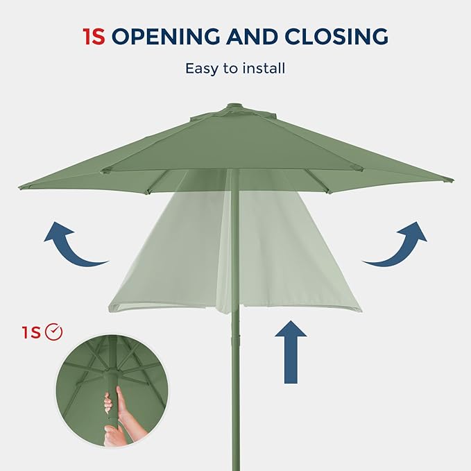 Market Table Umbrella with Crank & Push Button Tilt UPF50+ UV Protection, No Base