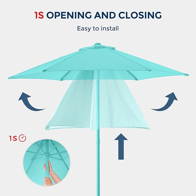 Market Table Umbrella with Crank & Push Button Tilt UPF50+ UV Protection, No Base