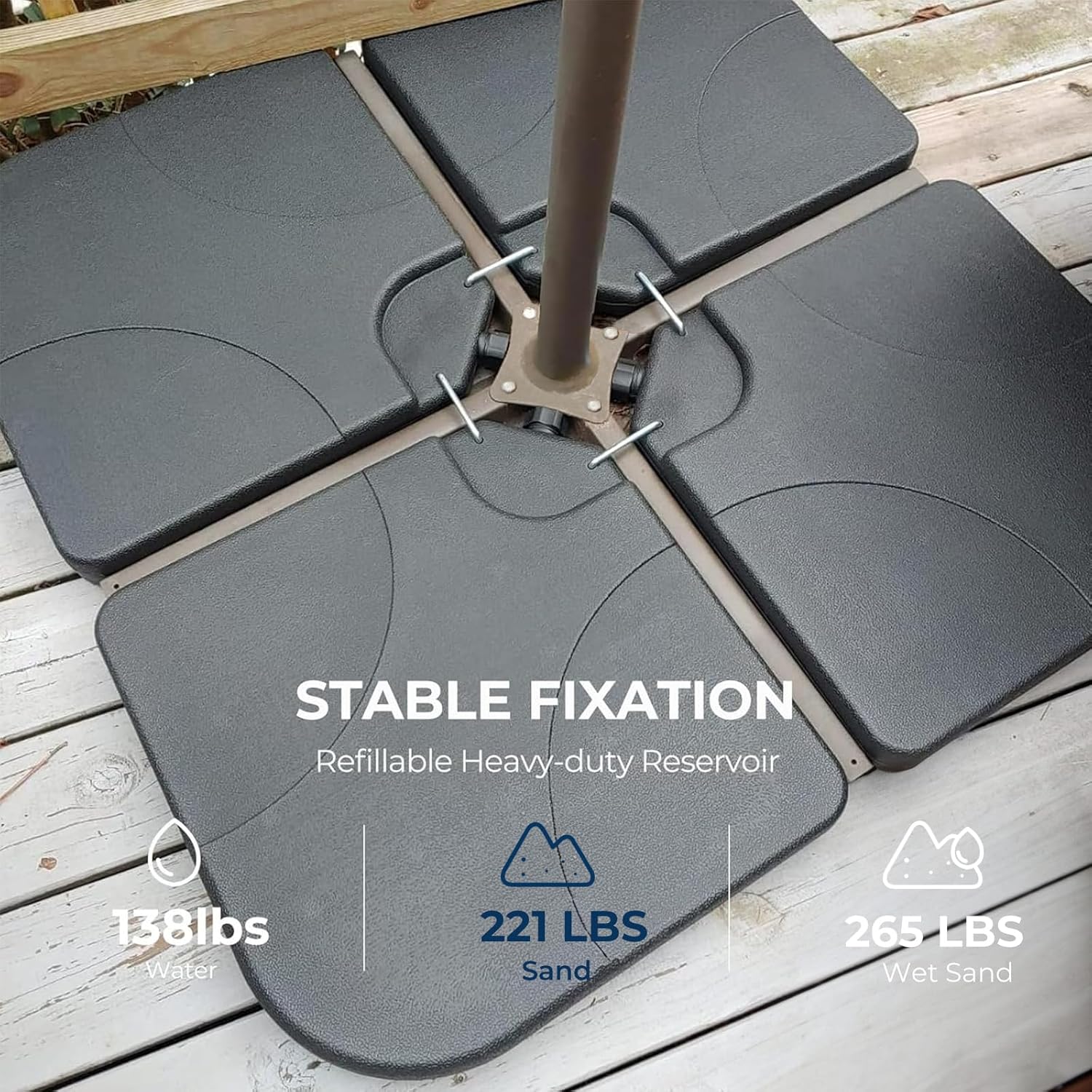 H11 Cantilever Umbrella Base, 4-Piece 221lbs Heavy Duty Offset Patio Umbrella Stand