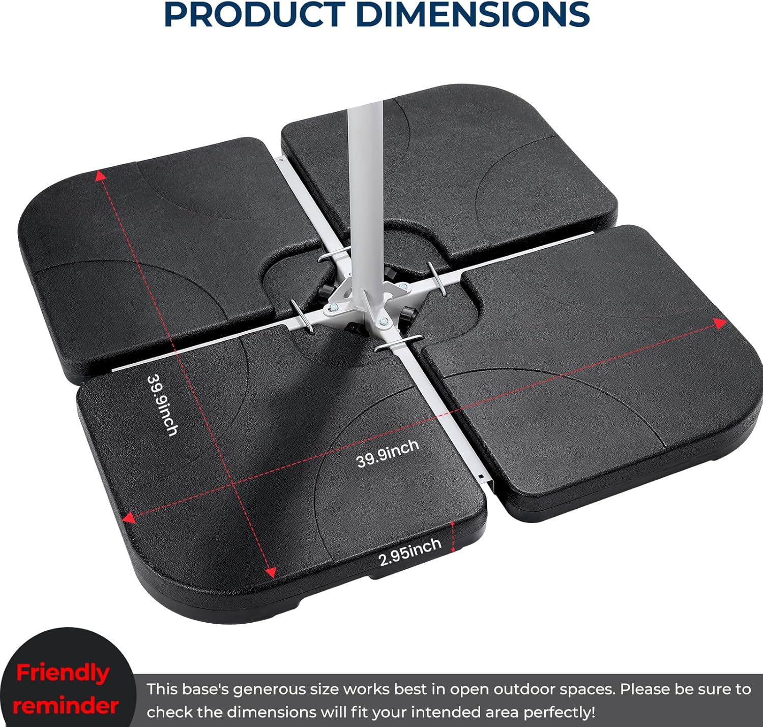 H11 Cantilever Umbrella Base, 4-Piece 221lbs Heavy Duty Offset Patio Umbrella Stand