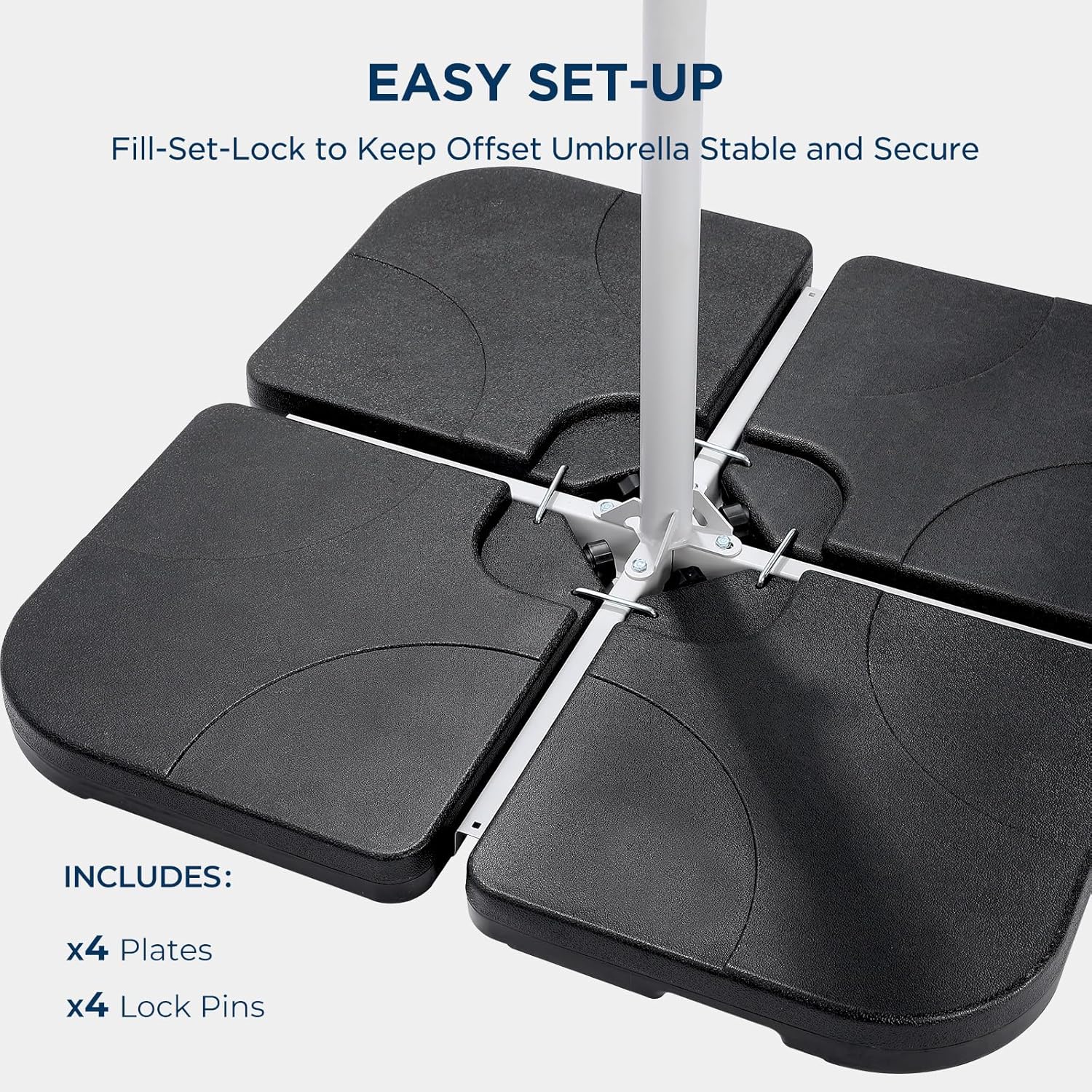 H11 Cantilever Umbrella Base, 4-Piece 221lbs Heavy Duty Offset Patio Umbrella Stand