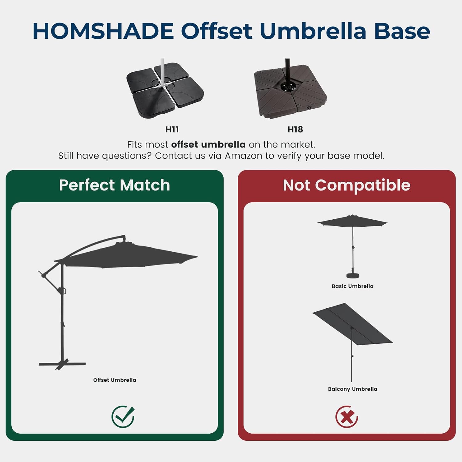 H11 Cantilever Umbrella Base, 4-Piece 221lbs Heavy Duty Offset Patio Umbrella Stand