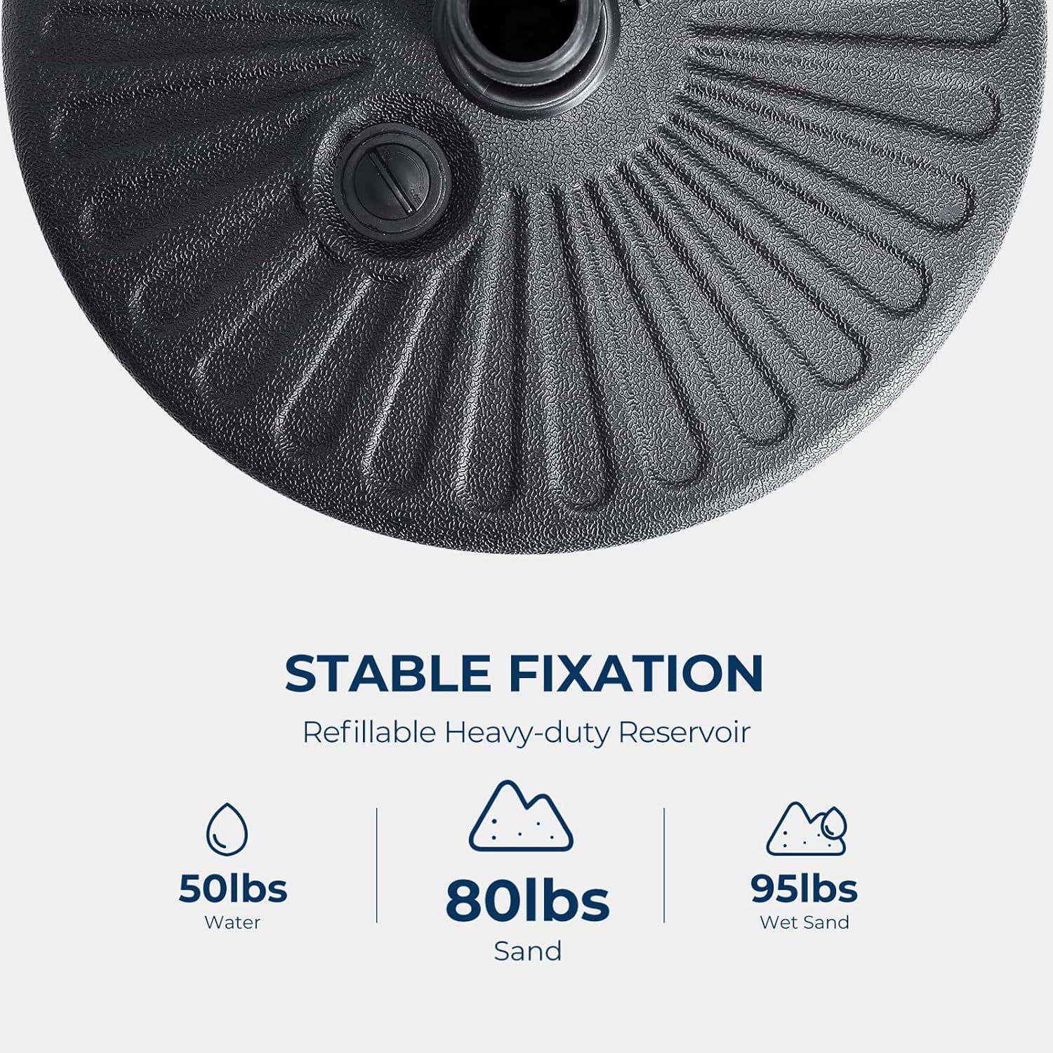 H12 Patio Umbrella Base, 80lbs Heavy Duty Fillable Market Umbrella Stand