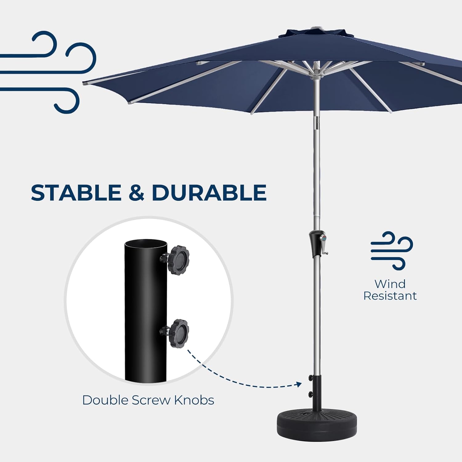 H12 Patio Umbrella Base, 80lbs Heavy Duty Fillable Market Umbrella Stand