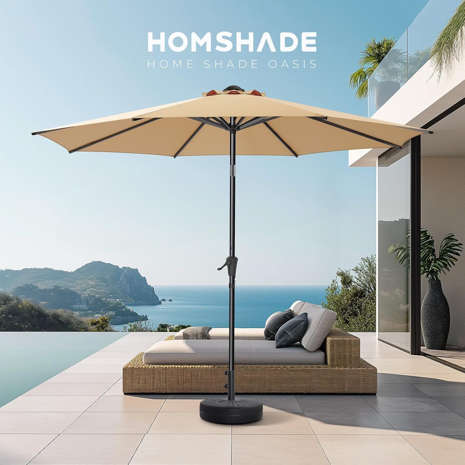 H12 Patio Umbrella Base, 80lbs Heavy Duty Fillable Market Umbrella Stand