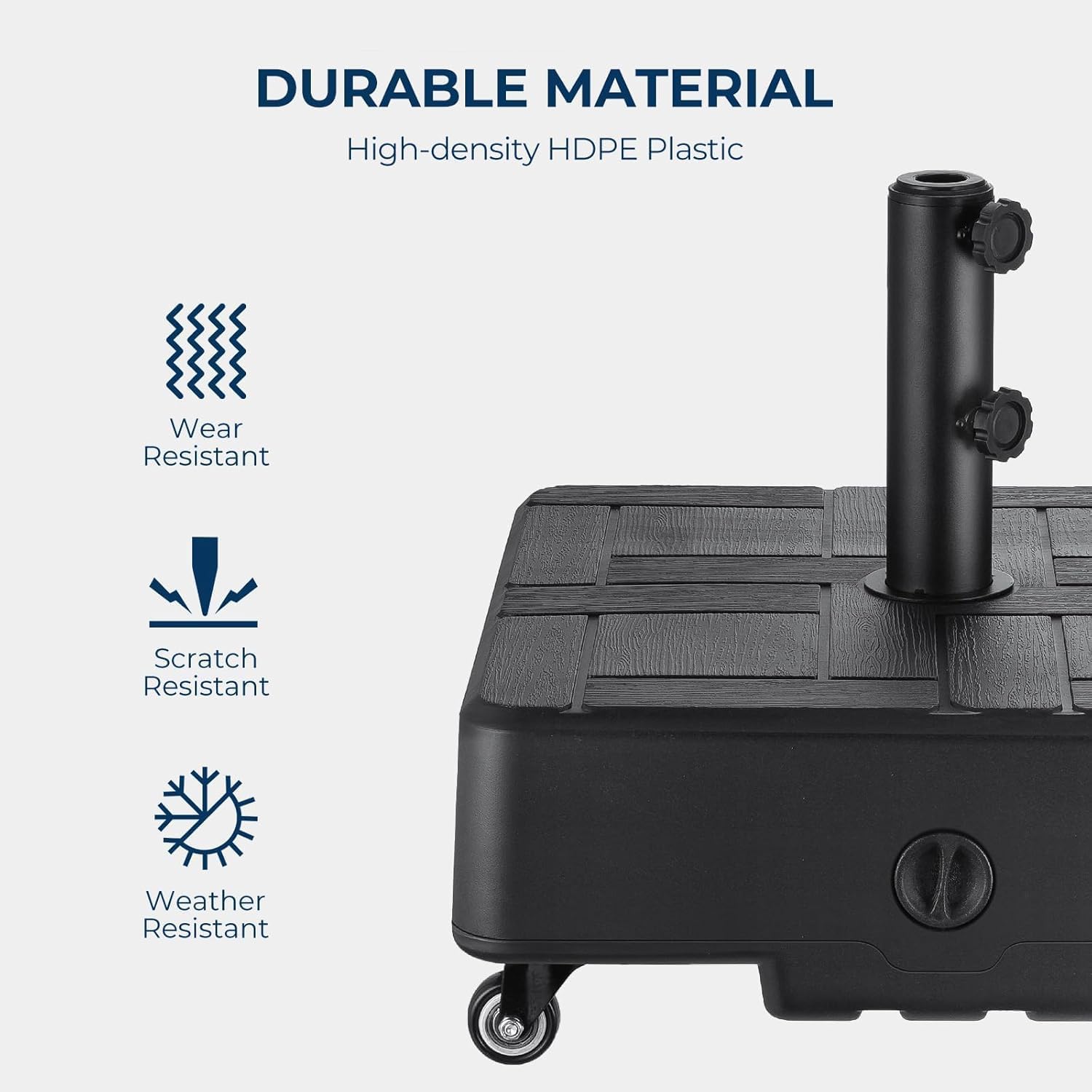 H13 Patio Umbrella Base with Wheels, 135lbs Heavy Duty Rolling Outdoor Umbrella Stand