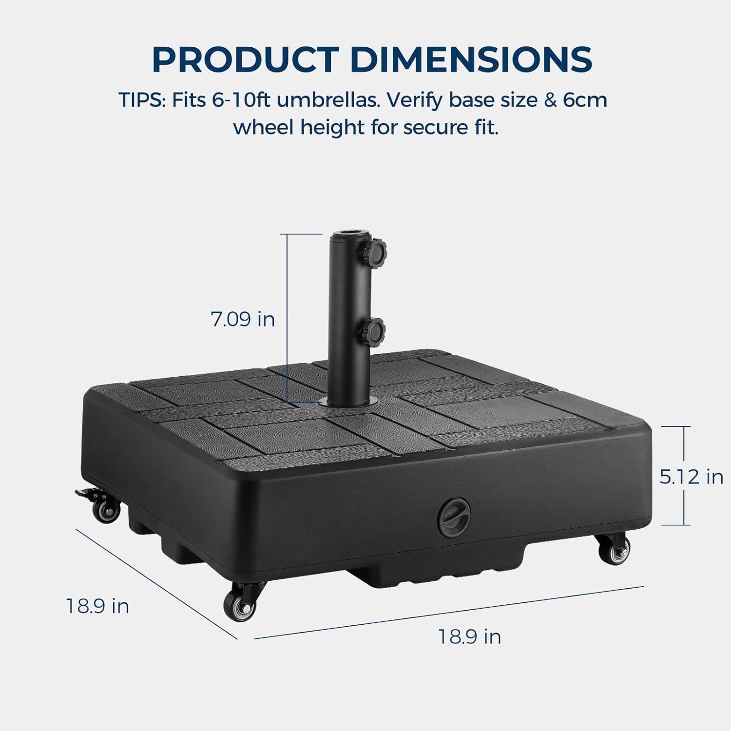 H14 Umbrella Base with Wheels, 84lbs Rolling Mobile Patio Stand
