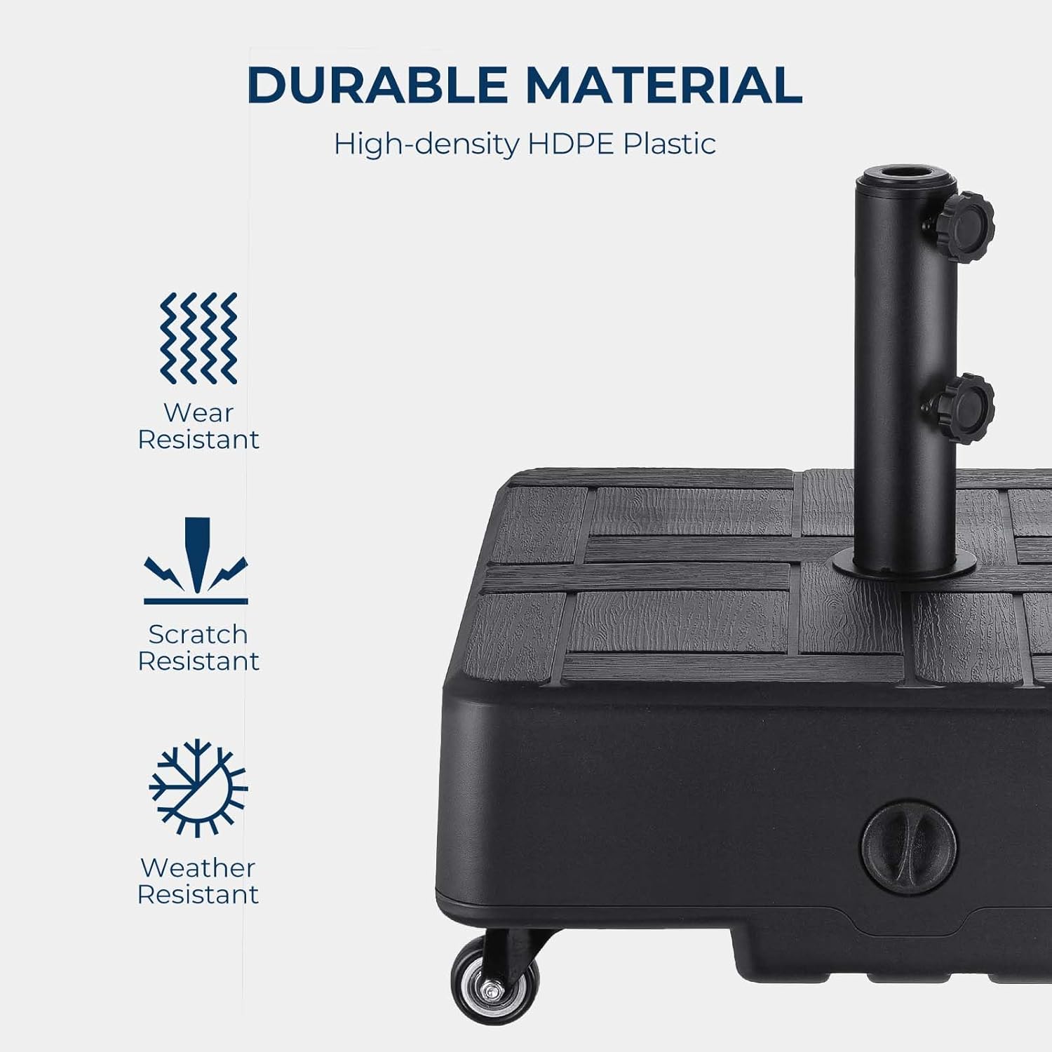 H14 Umbrella Base with Wheels, 84lbs Rolling Mobile Patio Stand