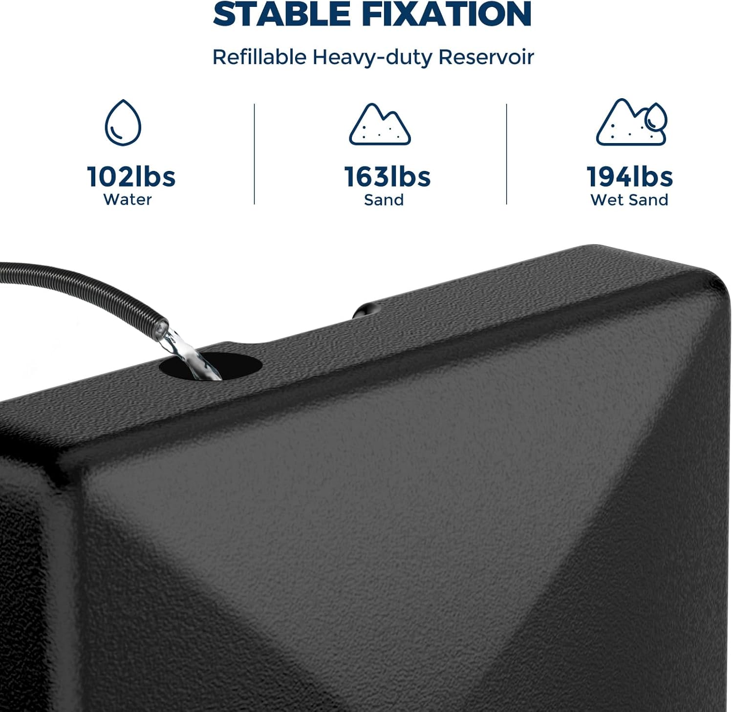 H15 Umbrella Base with Wheels, Retractable-Handle 194lbs Heavy Duty Patio Stand