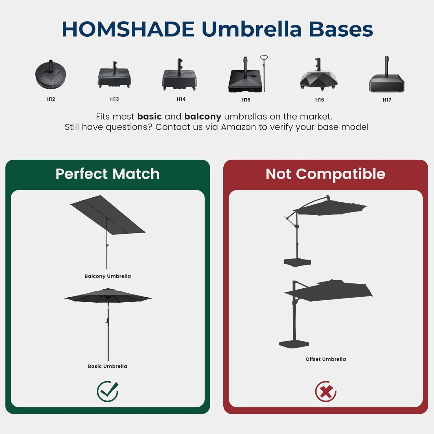 H16 Umbrella Base with Wheels, Unique 5-Wheel 127lbs Heavy Duty Patio Stand