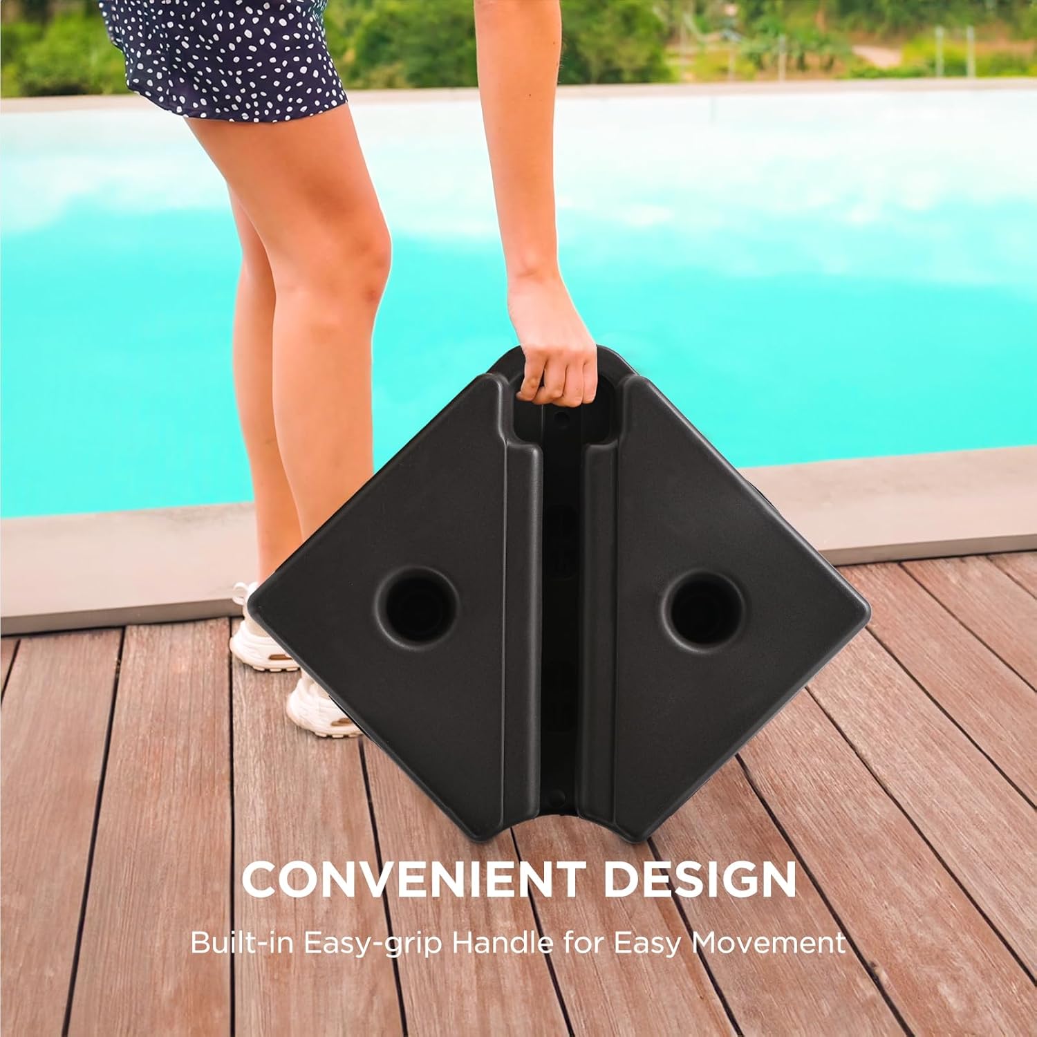 H18 Heavy Duty Cantilever Umbrella Base, 220lbs Refillable Offset Patio Stand