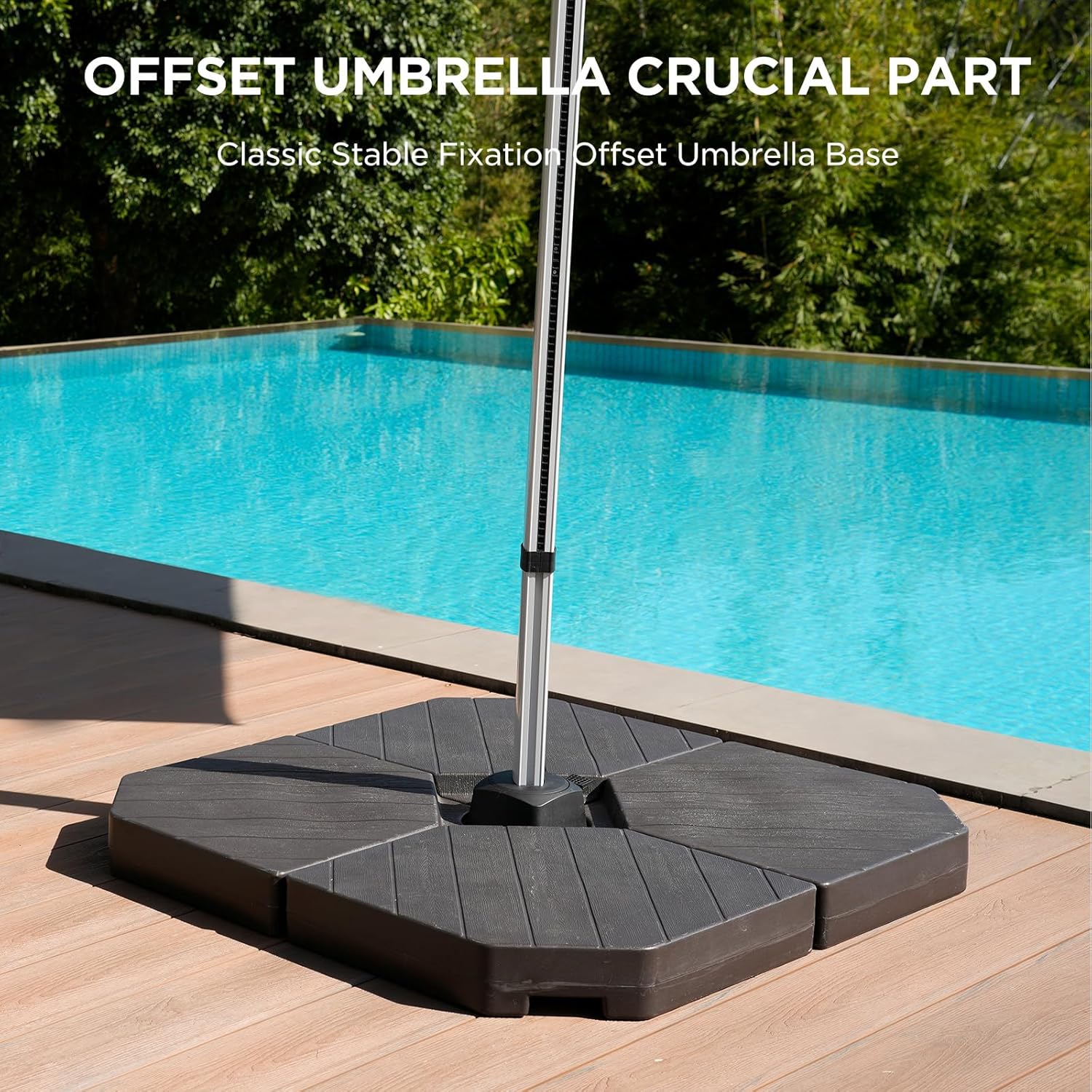H19 Heavy Duty Cantilever Umbrella Base, 423lbs Refillable Offset Patio Stand