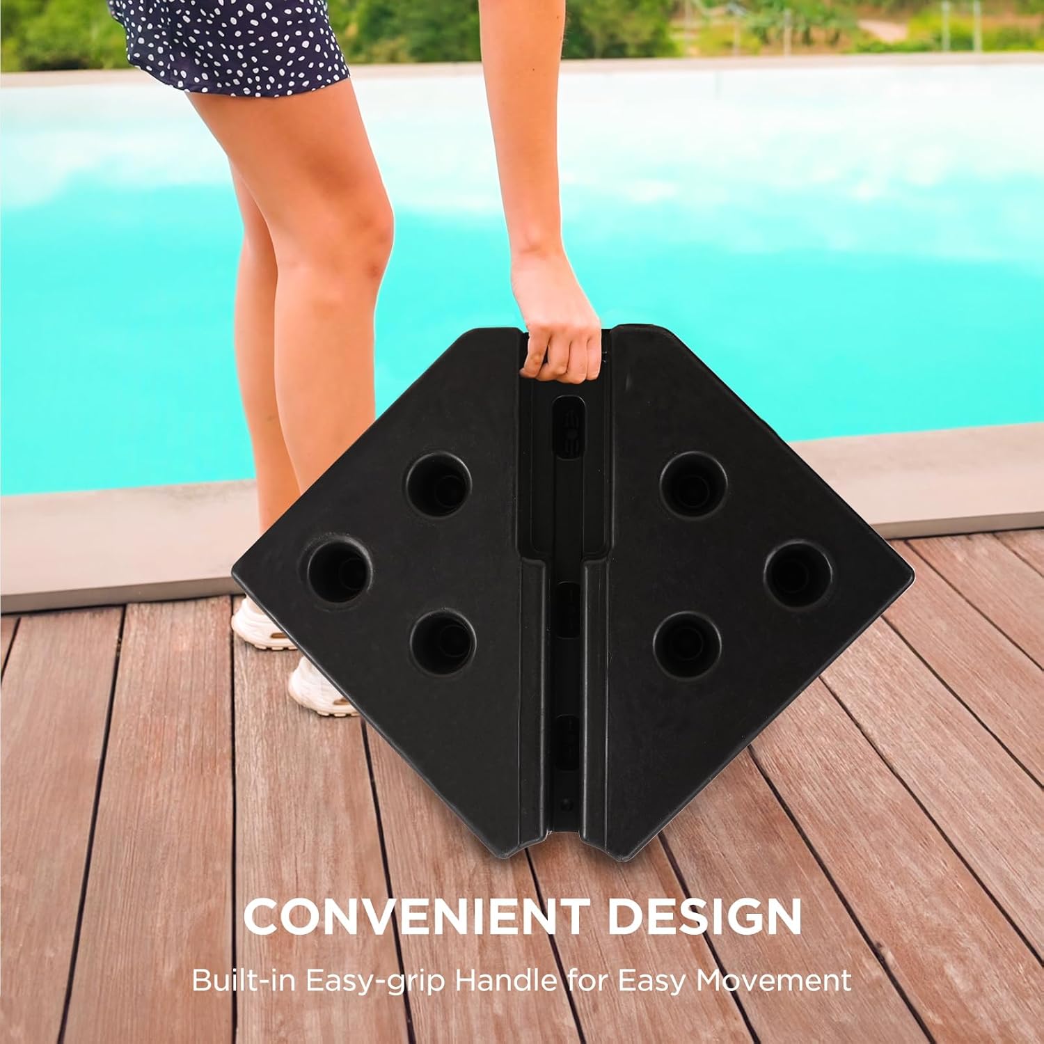 H19 Heavy Duty Cantilever Umbrella Base, 423lbs Refillable Offset Patio Stand