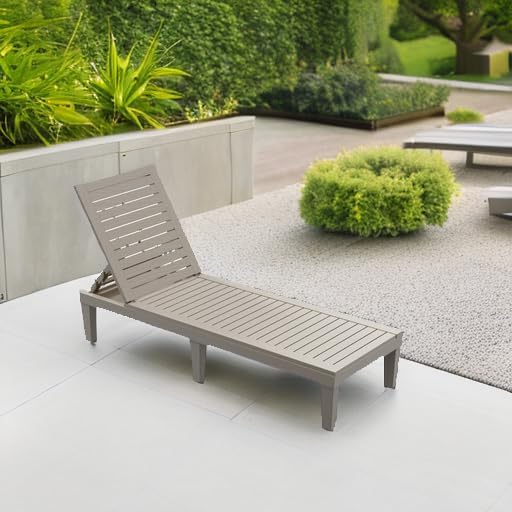 Outdoor Chaise Lounge Chair, 5-Position Adjustable Waterproof Patio, 330 lbs, Grey