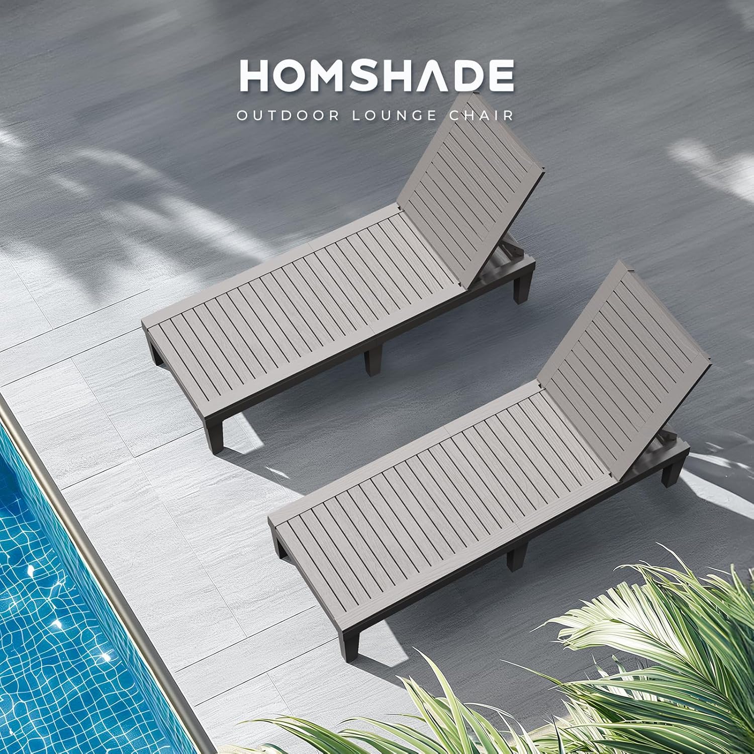 Outdoor Chaise Lounge Chair, 5-Position Adjustable Waterproof Patio, 330 lbs, Grey