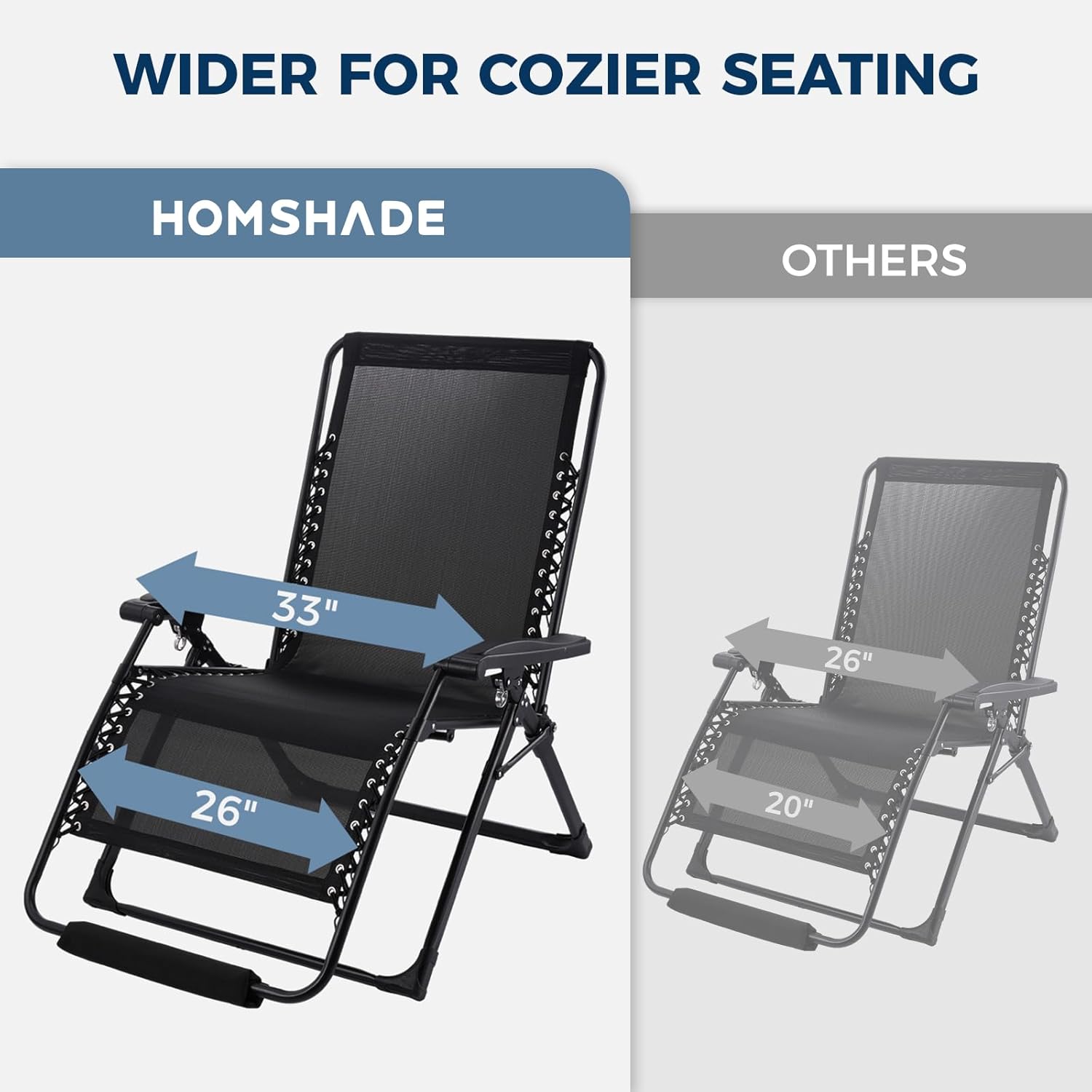 H25 Zero Gravity Chair, 500lbs Oversized Heavy Duty Outdoor Recliner