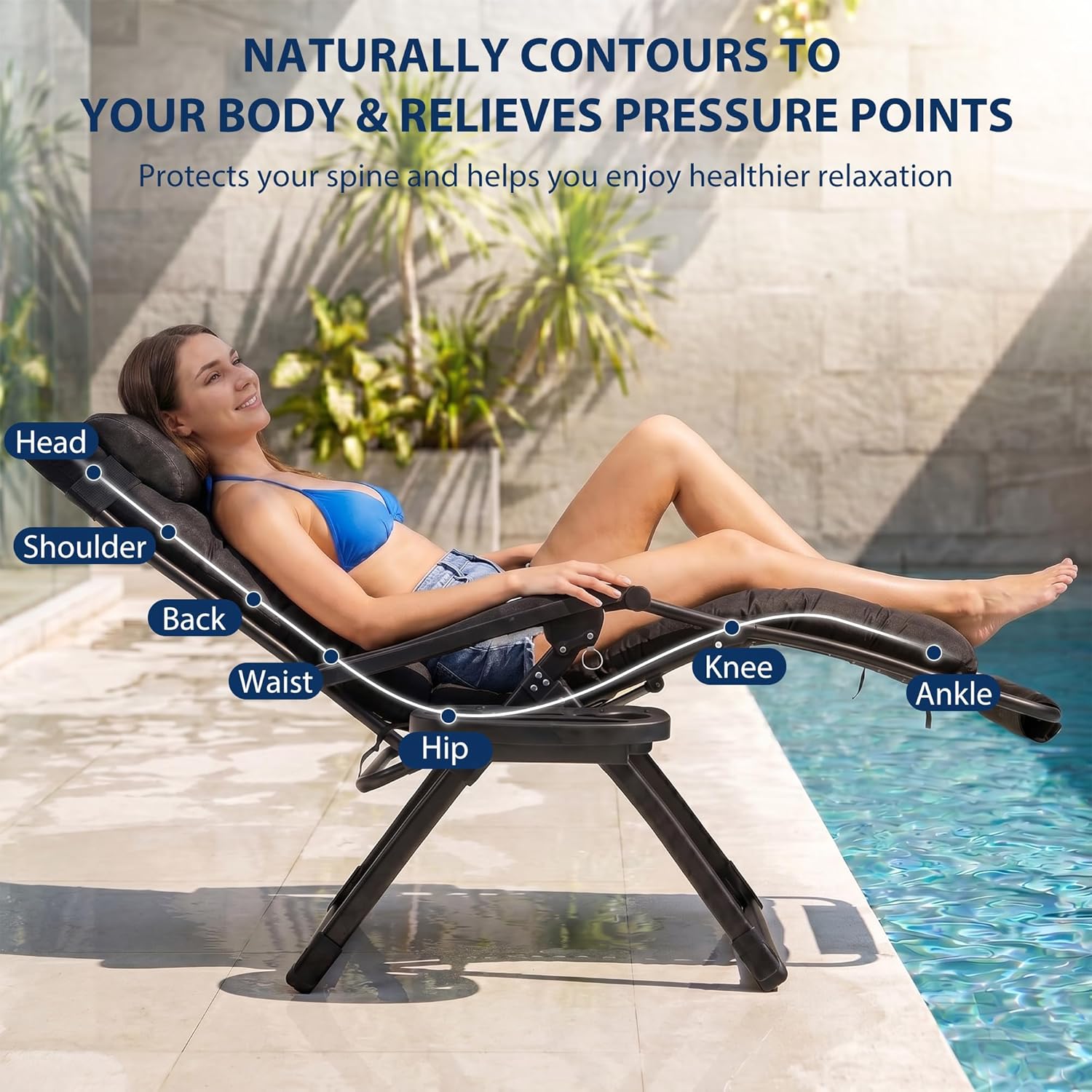H25 Zero Gravity Chair, 500lbs Oversized Heavy Duty Outdoor Recliner
