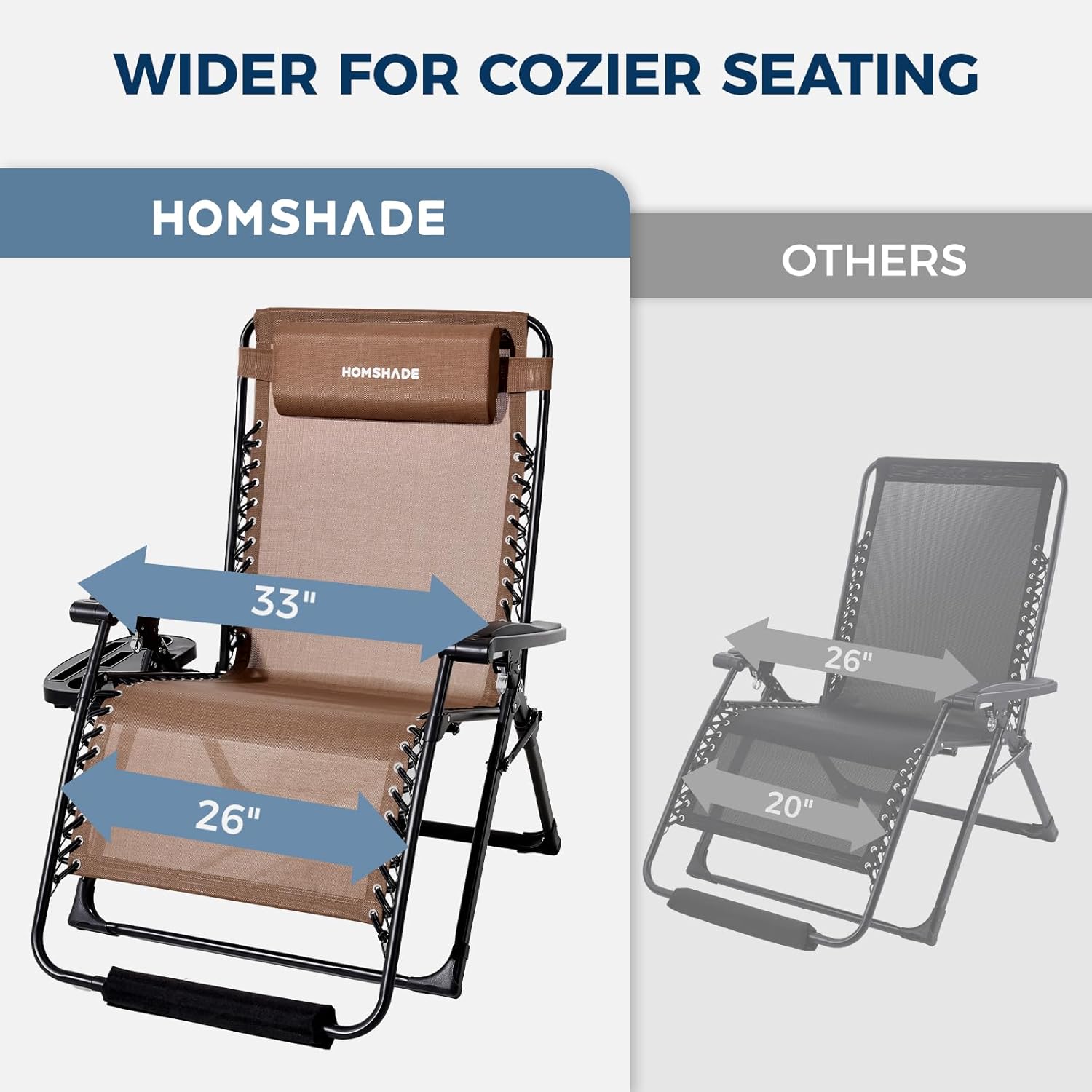 H25 Zero Gravity Chair, 500lbs Oversized Heavy Duty Outdoor Recliner