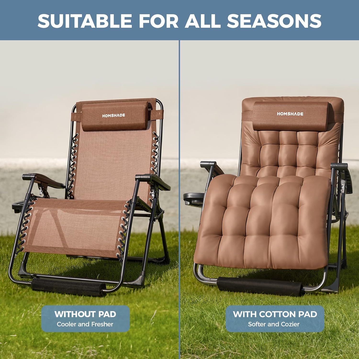 H25 Zero Gravity Chair, 500lbs Oversized Heavy Duty Outdoor Recliner