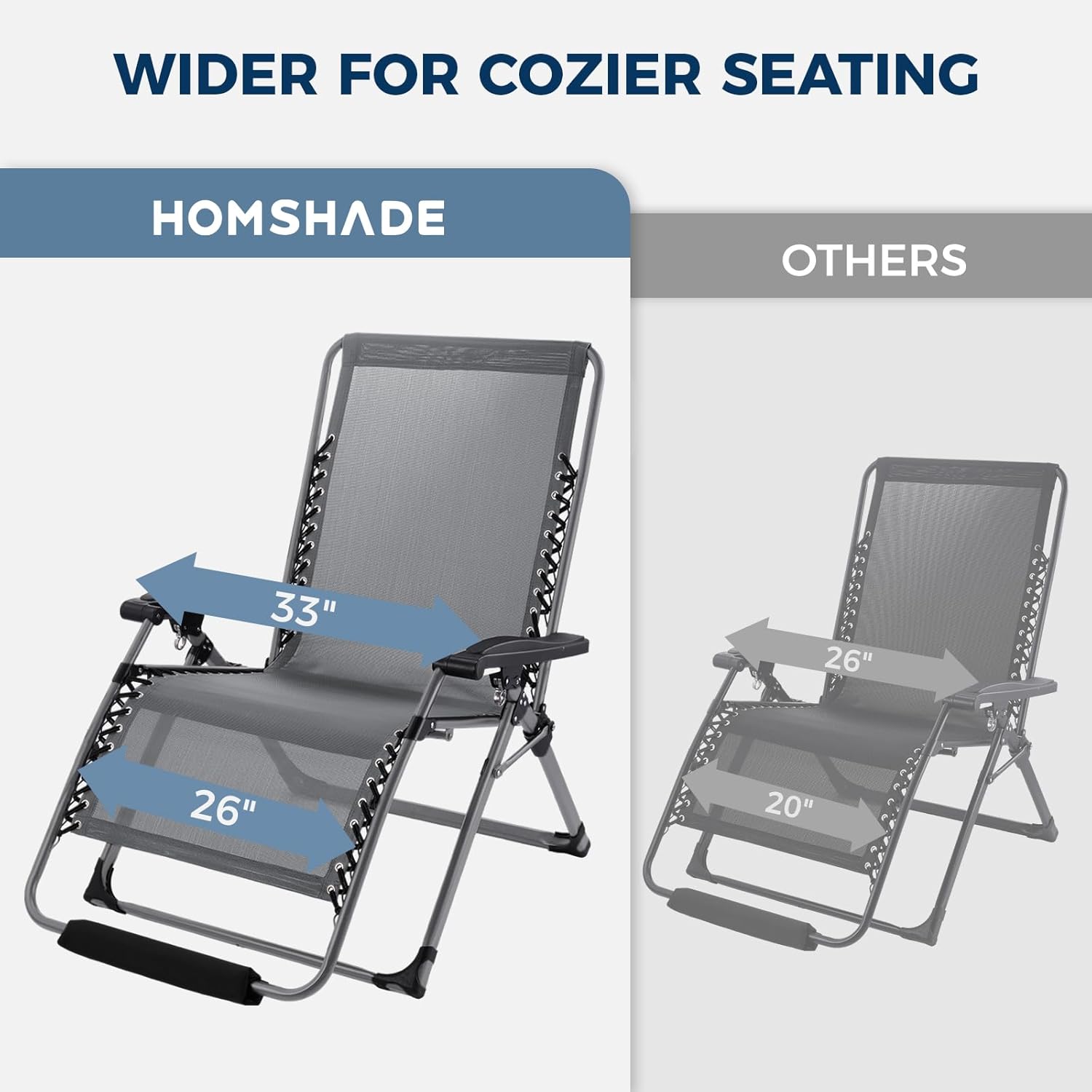 H25 Zero Gravity Chair, 500lbs Oversized Heavy Duty Outdoor Recliner