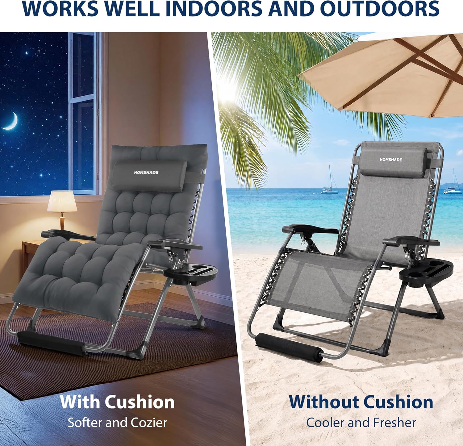 H25 Zero Gravity Chair, 500lbs Oversized Heavy Duty Outdoor Recliner