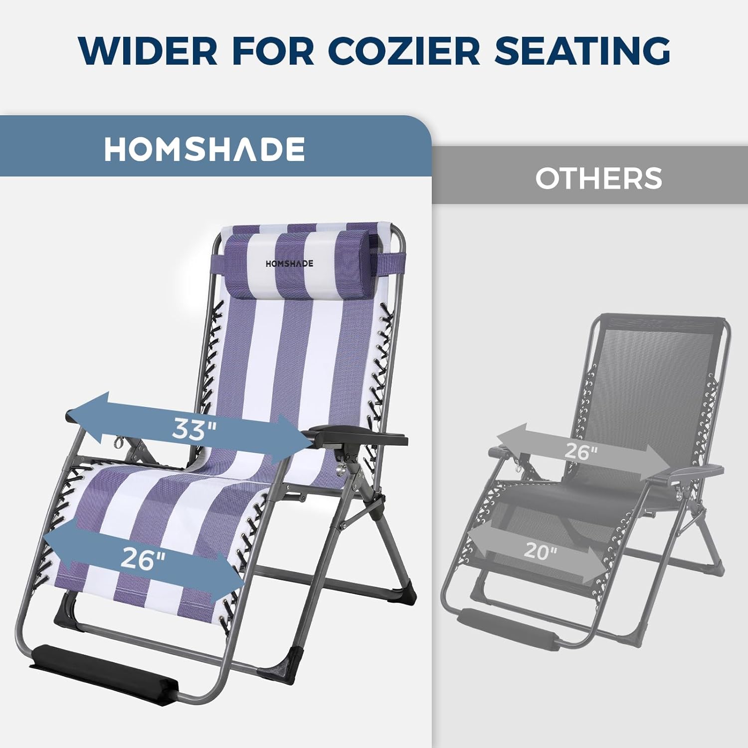H25 Zero Gravity Chair, 500lbs Oversized Heavy Duty Outdoor Recliner