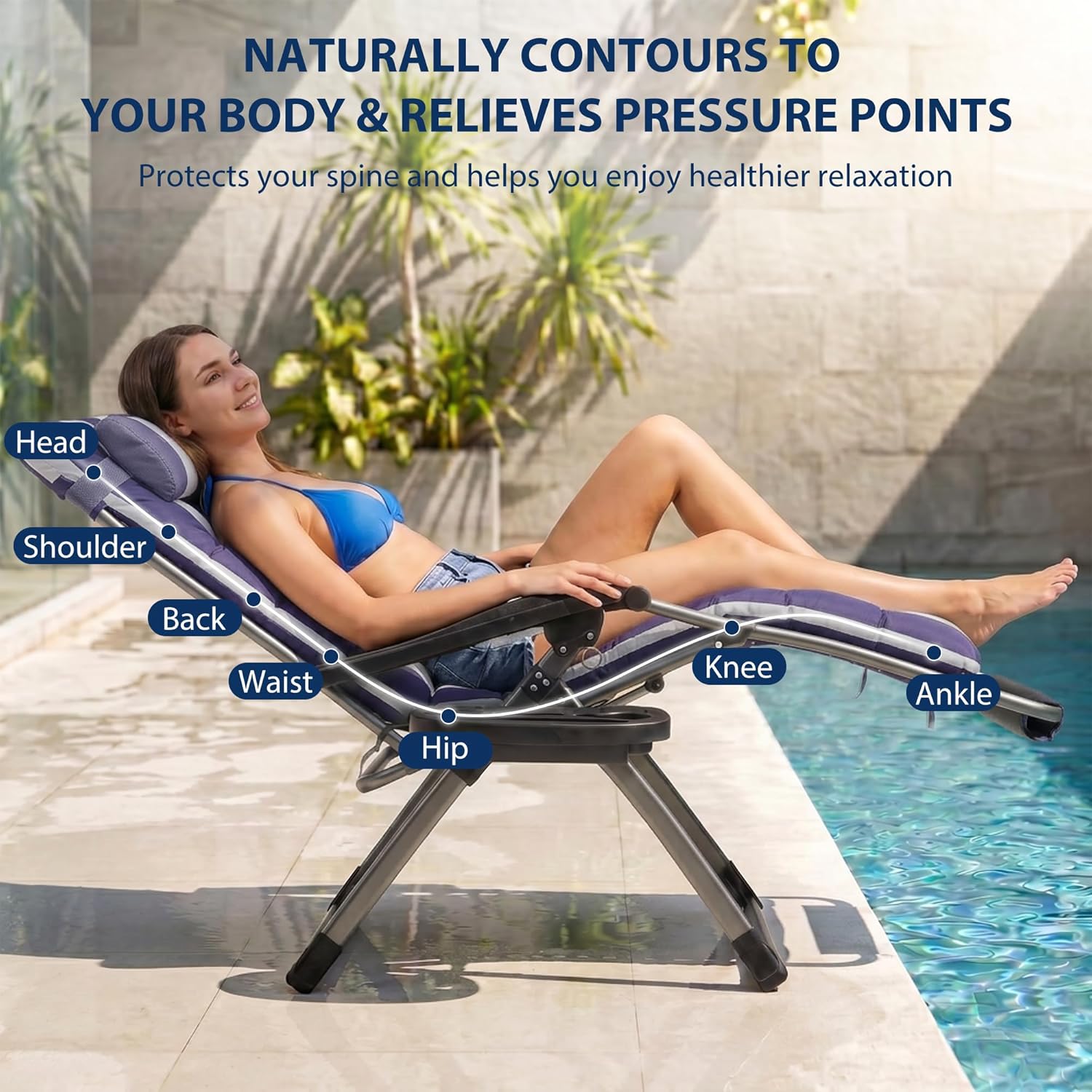 H25 Zero Gravity Chair, 500lbs Oversized Heavy Duty Outdoor Recliner
