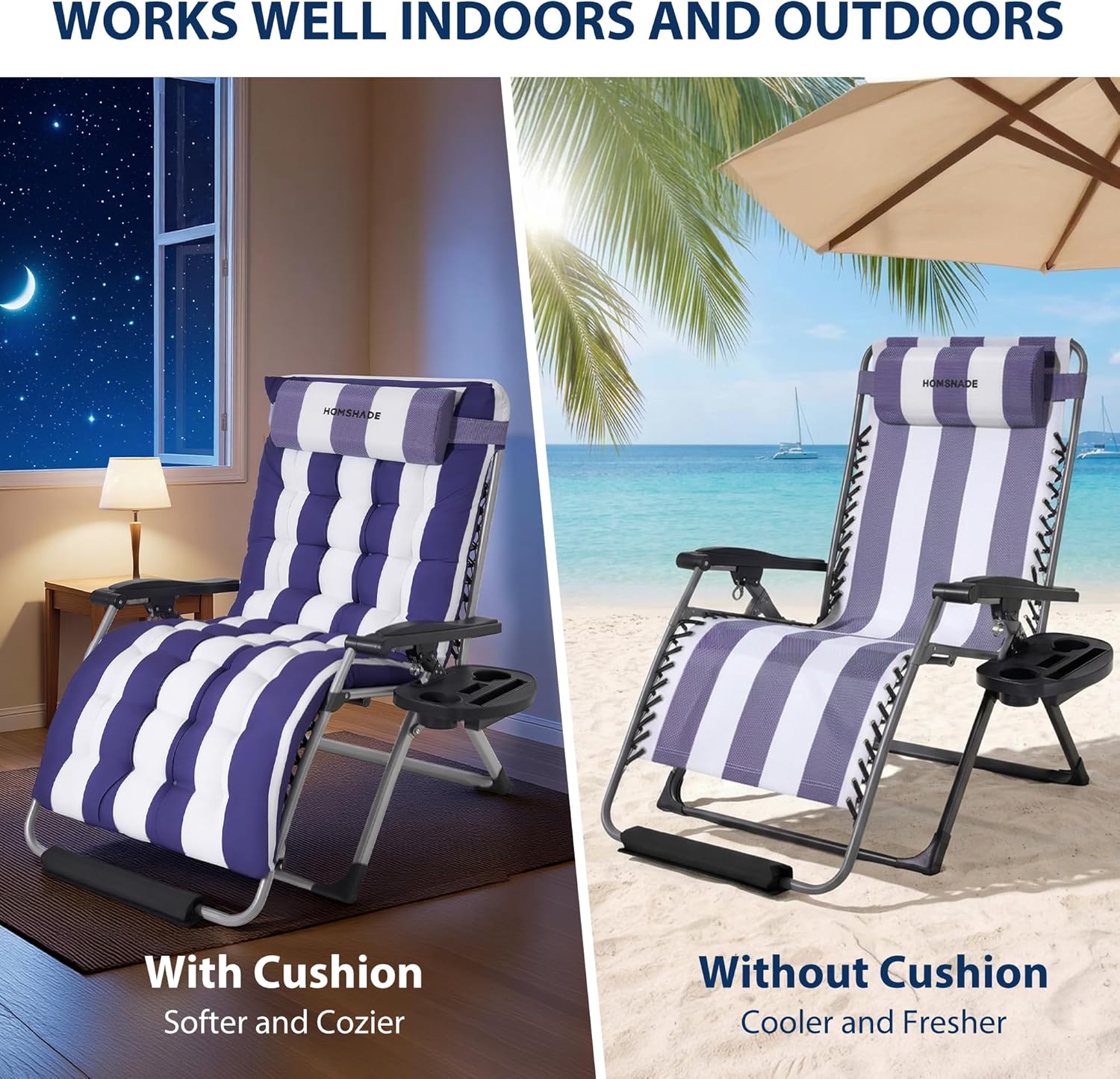 H25 Zero Gravity Chair, 500lbs Oversized Heavy Duty Outdoor Recliner
