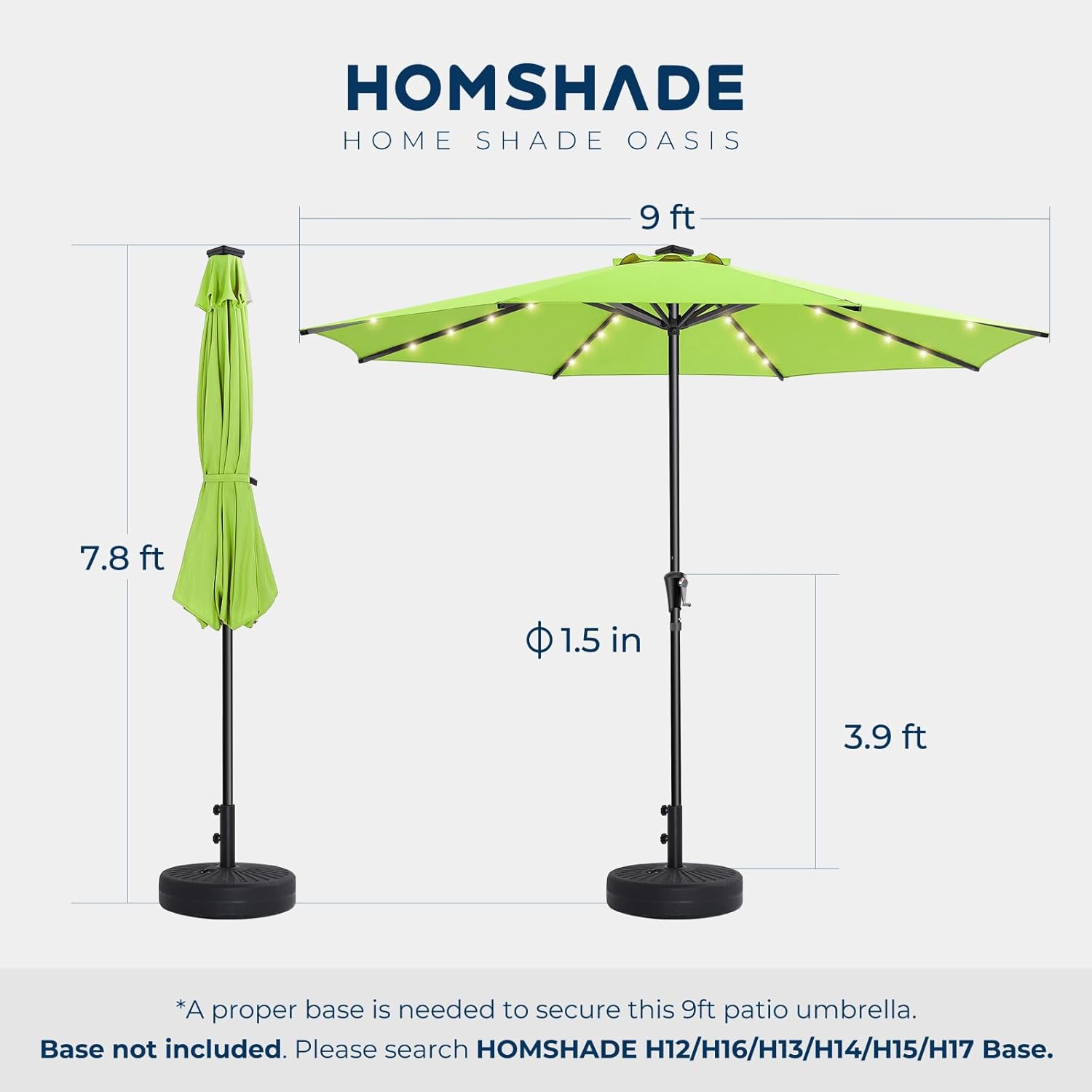 9 Feet Solar Patio Umbrella  LED Lighted Market Table Umbrella with Crank & Push Button Tilt