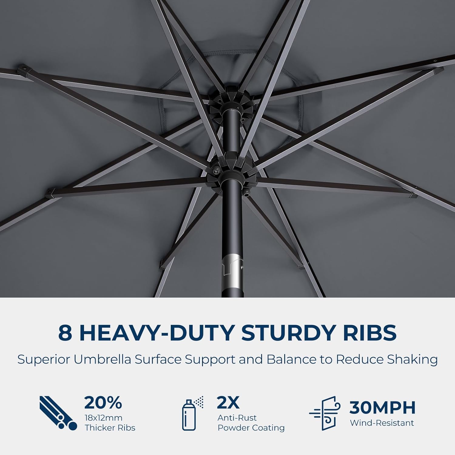 9 Feet Solar Patio Umbrella  LED Lighted Market Table Umbrella with Crank & Push Button Tilt