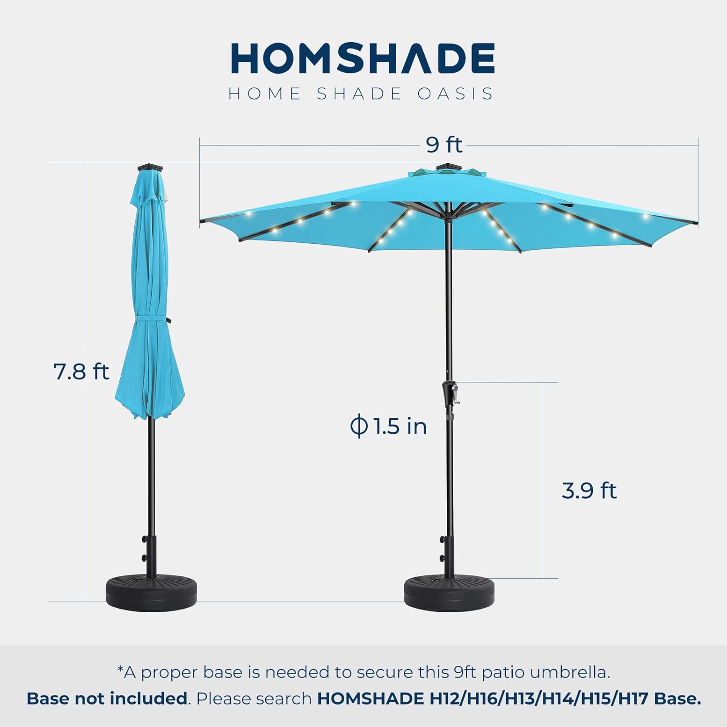 9 Feet Solar Patio Umbrella  LED Lighted Market Table Umbrella with Crank & Push Button Tilt