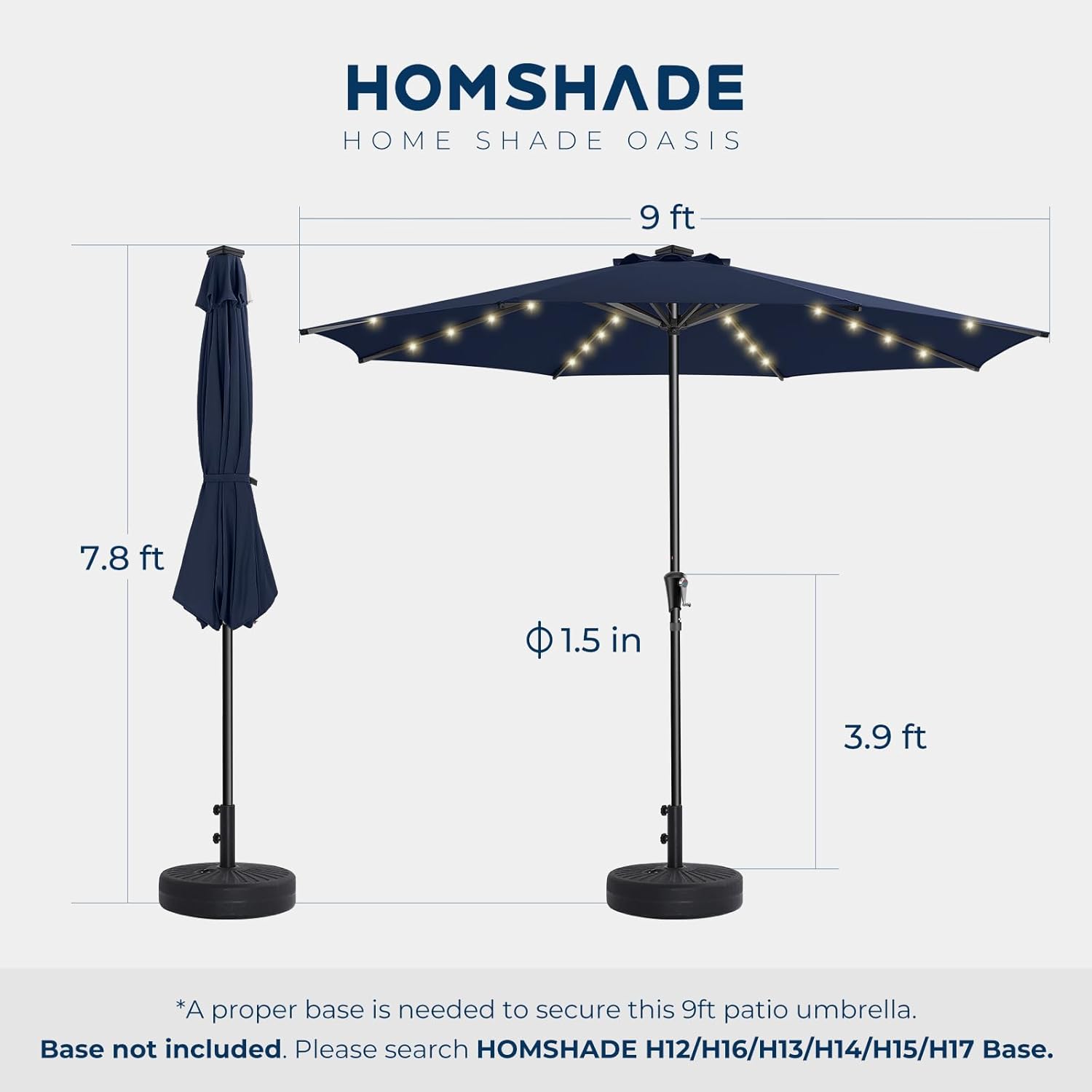 9 Feet Solar Patio Umbrella  LED Lighted Market Table Umbrella with Crank & Push Button Tilt