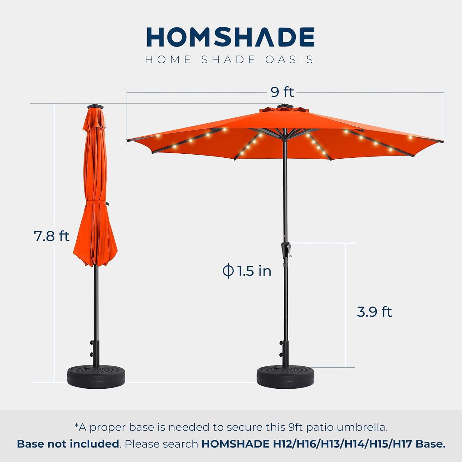 9 Feet Solar Patio Umbrella  LED Lighted Market Table Umbrella with Crank & Push Button Tilt
