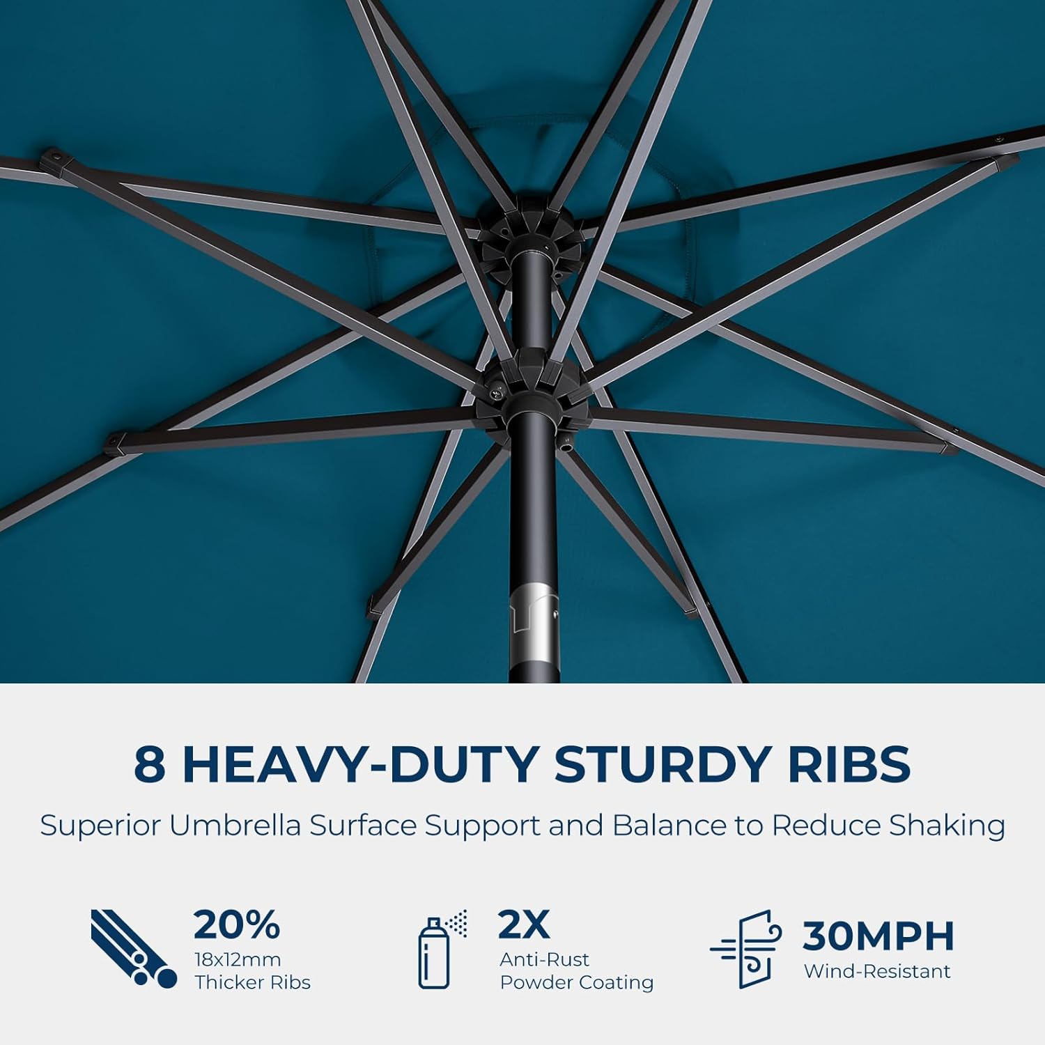 9 Feet Solar Patio Umbrella  LED Lighted Market Table Umbrella with Crank & Push Button Tilt