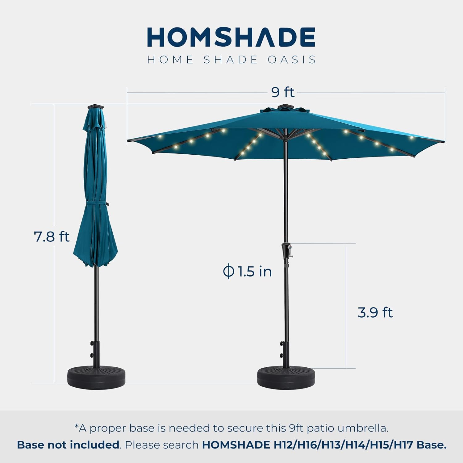 9 Feet Solar Patio Umbrella  LED Lighted Market Table Umbrella with Crank & Push Button Tilt